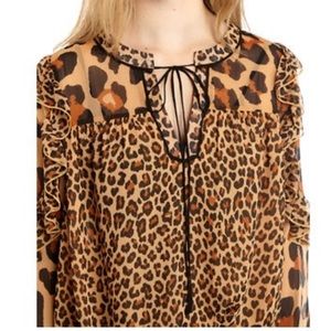 Wonderly Ruffle Shoulder Cheetah Print Blouse!